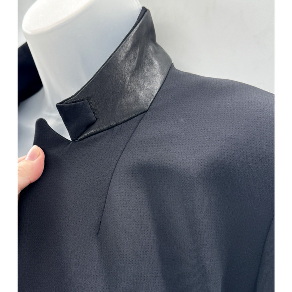 rag & bone Zipper Detail 1-Button Blazer Sz 6 Black Leather Detail Corporate - Picture 8 of 16